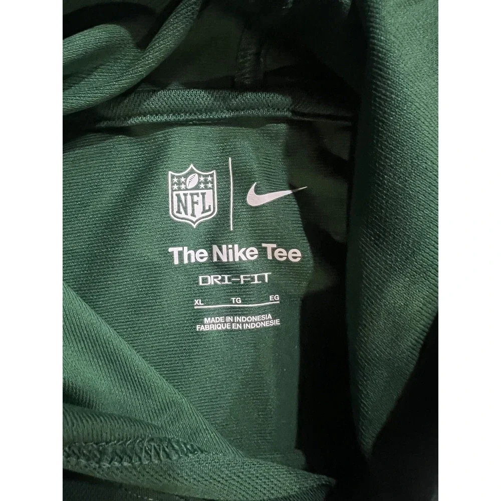 Nike‎ New York Jets Hooded Shirt Mens XL Green Long Sleeve Dri Fit